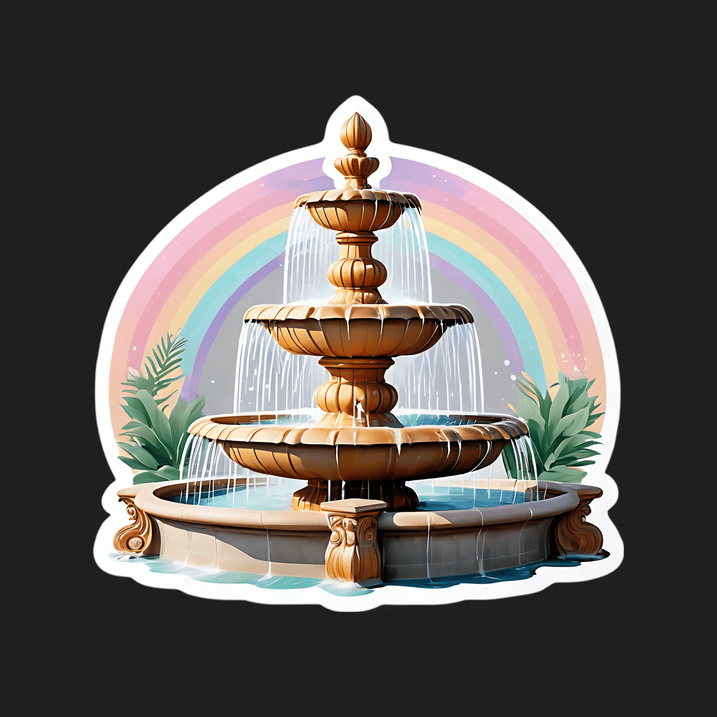 Rainbow Fountain UV Sticker - Home Decor - Heat Press Transfer