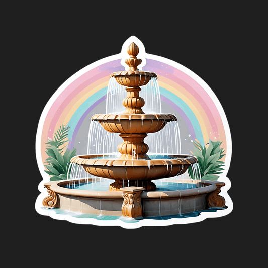 Rainbow Fountain UV Sticker - Home Decor - Heat Press Transfer