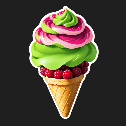 Raspberry Swirl Ice Cream - Sticker - Heat Press Transfer