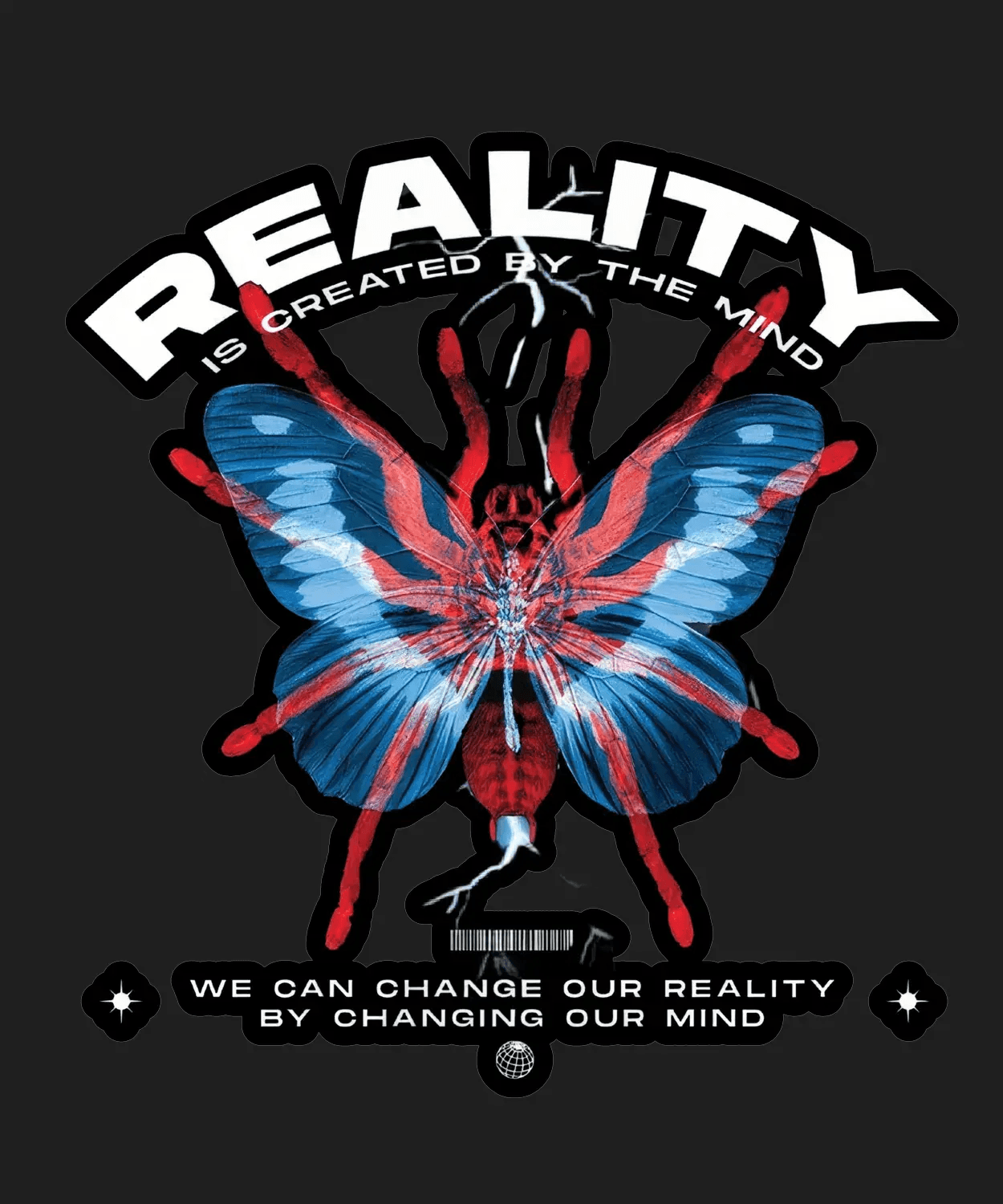 Reality Mind Butterfly - DTF Ready to Press (black_bg)