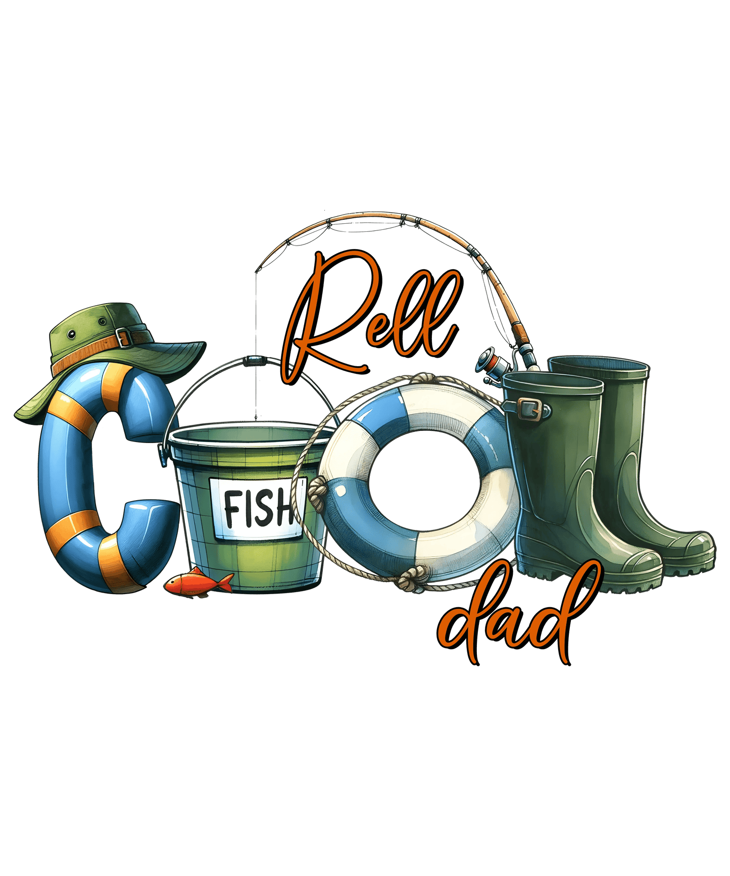 Reel Cool Dad Design - DTF Ready To Press - Heat Press Transfer