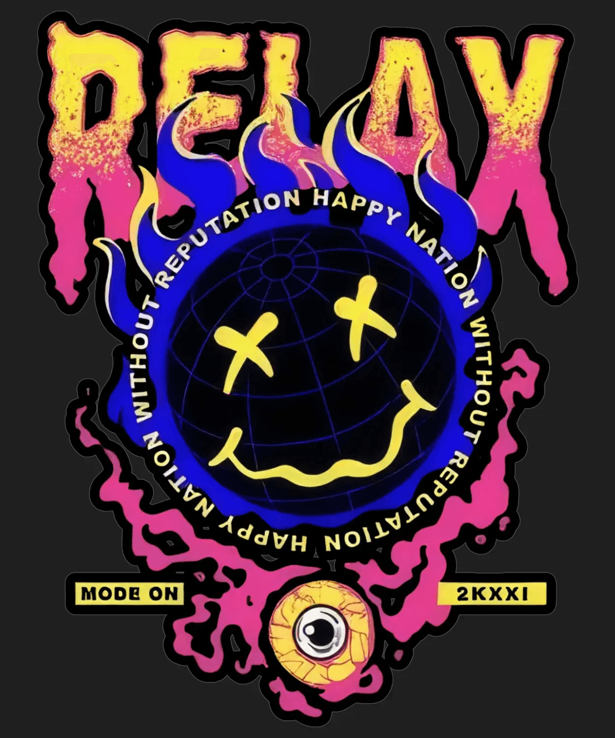Relax Mode On - DTF Ready to Press (black_bg)