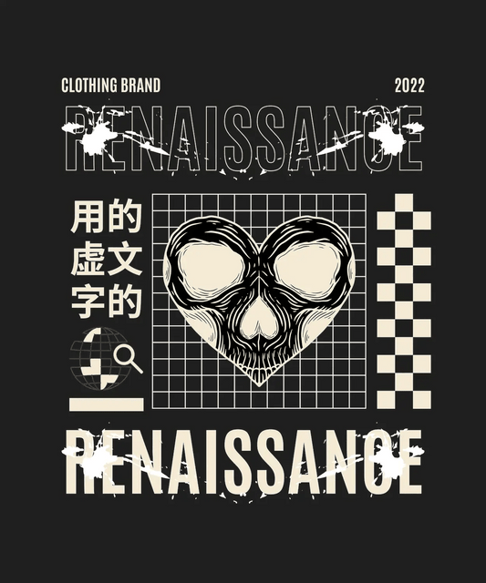 Renaissance Skull Design - DTF Ready to Press - Heat Press Transfer