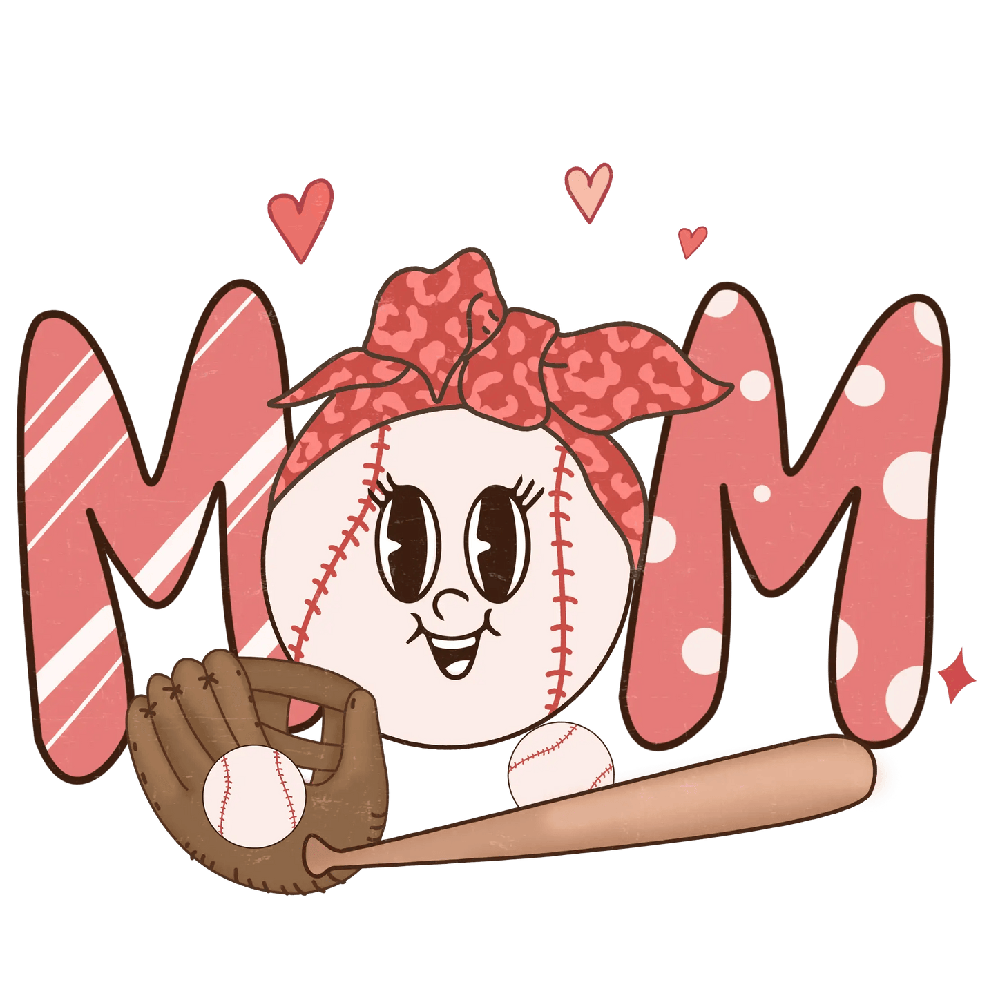 Retro Baseball Mom Design - DTF Ready To Press - Heat Press Transfer