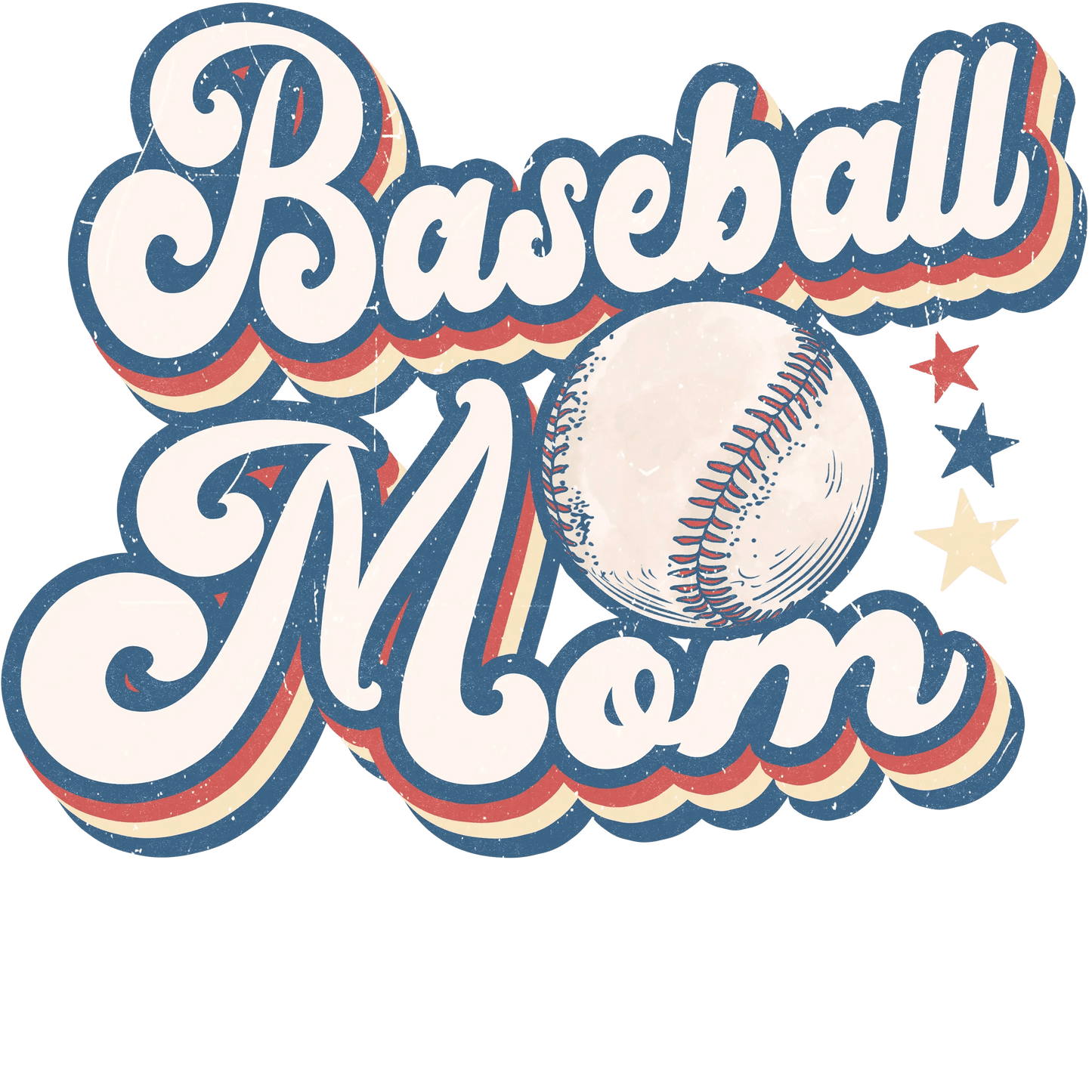 Retro Baseball Mom Design - DTF Ready To Press - Heat Press Transfer