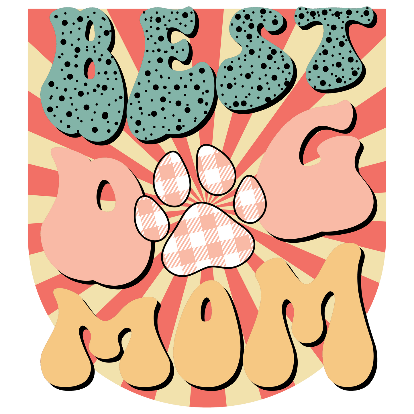 Retro Best Dog Mom Design - DTF Ready To Press - Heat Press Transfer