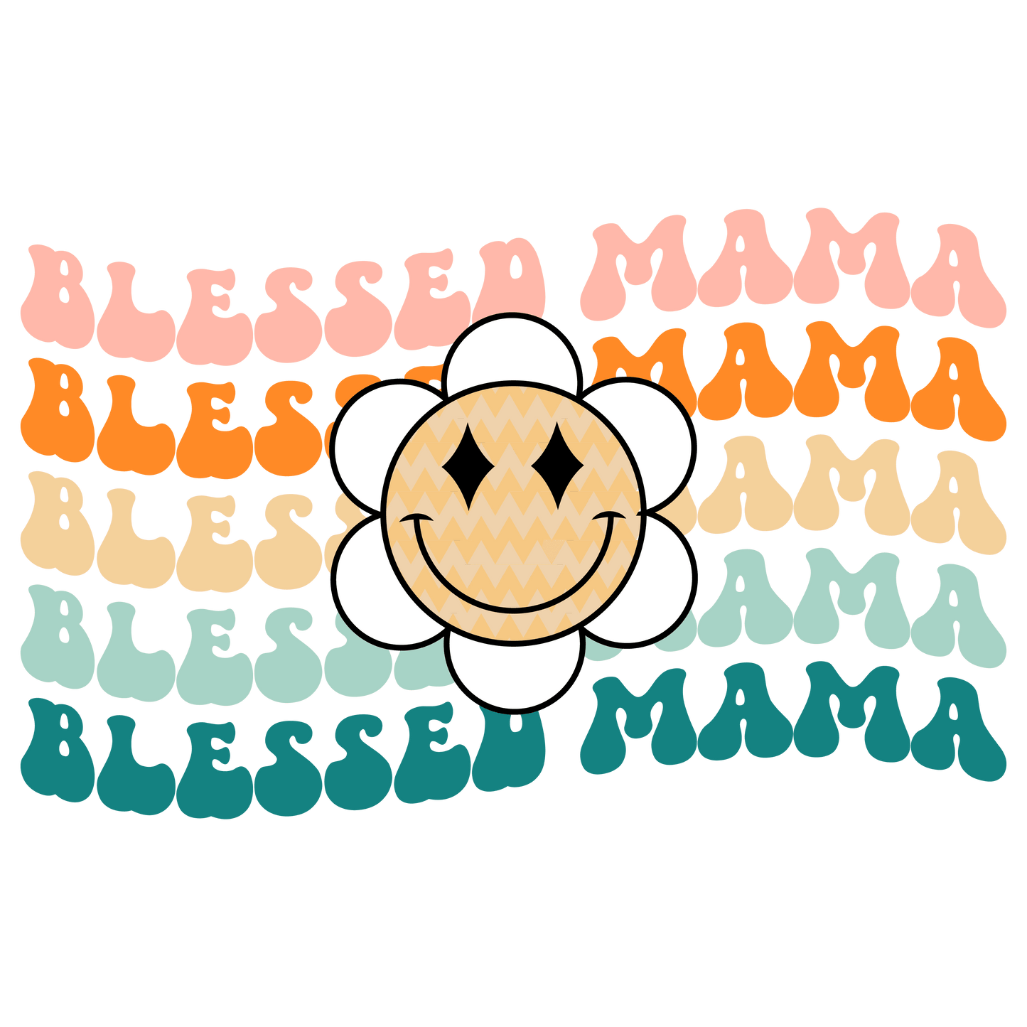 Retro Blessed Mama Design - DTF Ready To Press - Heat Press Transfer