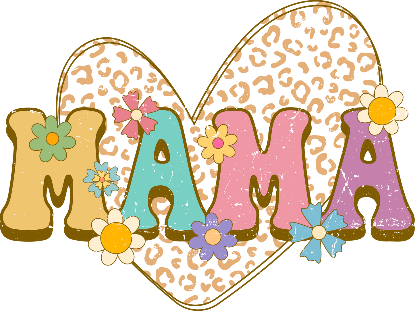 Retro Boho Mama Design - DTF Ready To Press - Heat Press Transfer