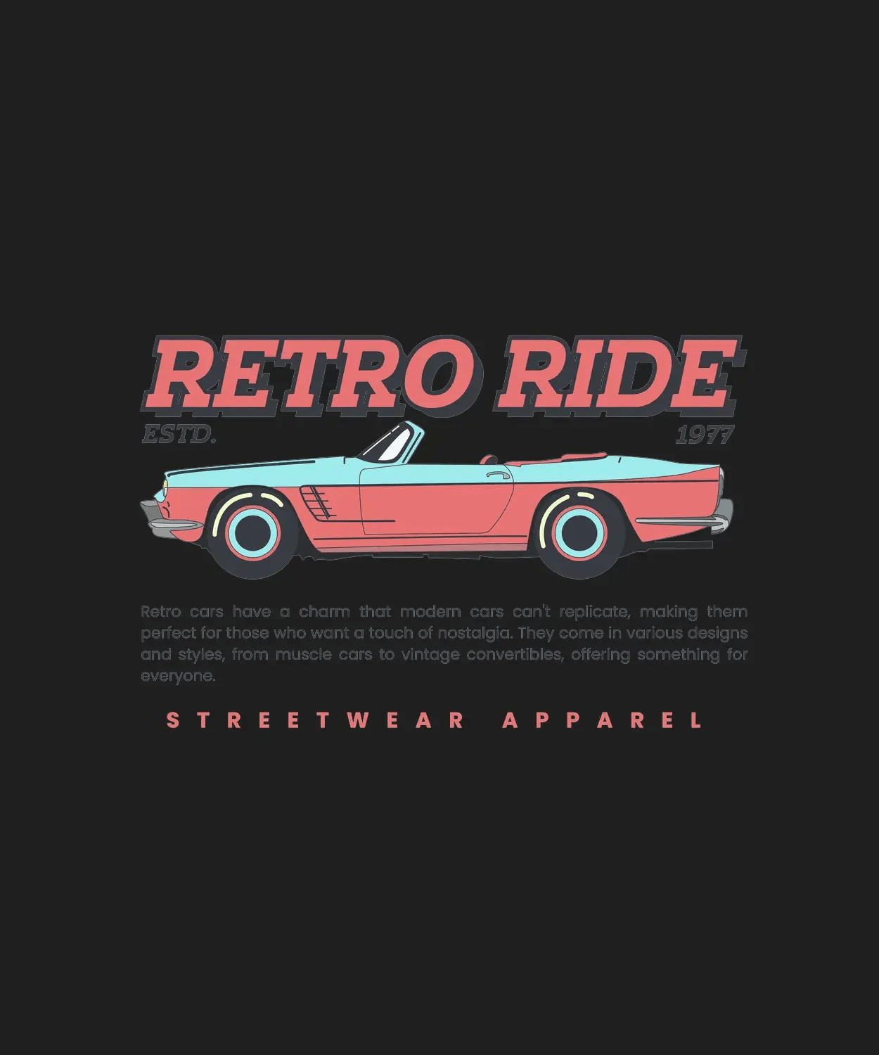 Retro Ride 1977 - DTF Ready to Press (black_bg)