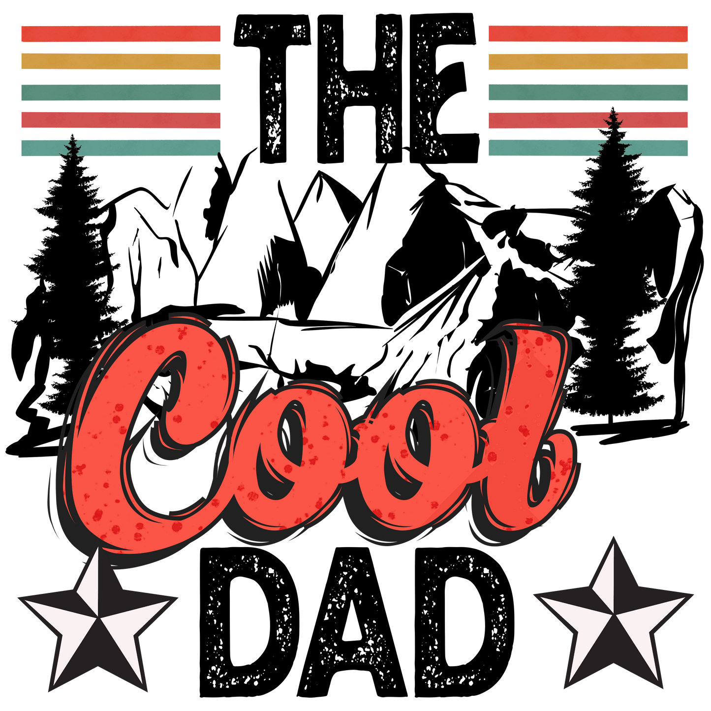 Retro The Cool Dad Design - DTF Ready To Press - Heat Press Transfer