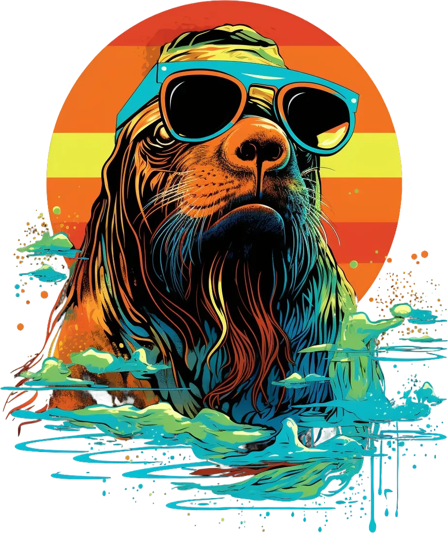 Retro Dog Sunset - DTF Ready to Press - Heat Press Transfer