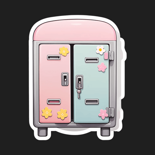 Retro Fridge - Floral Sticker - Heat Press Transfer