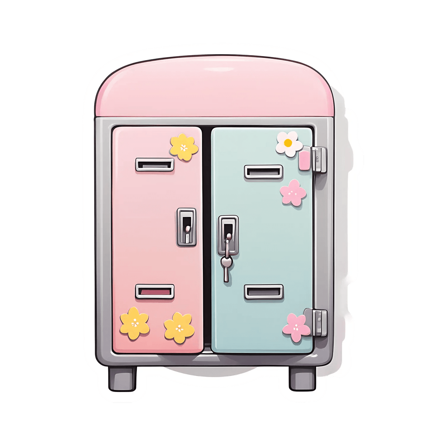 Retro Fridge - Floral Sticker - Heat Press Transfer