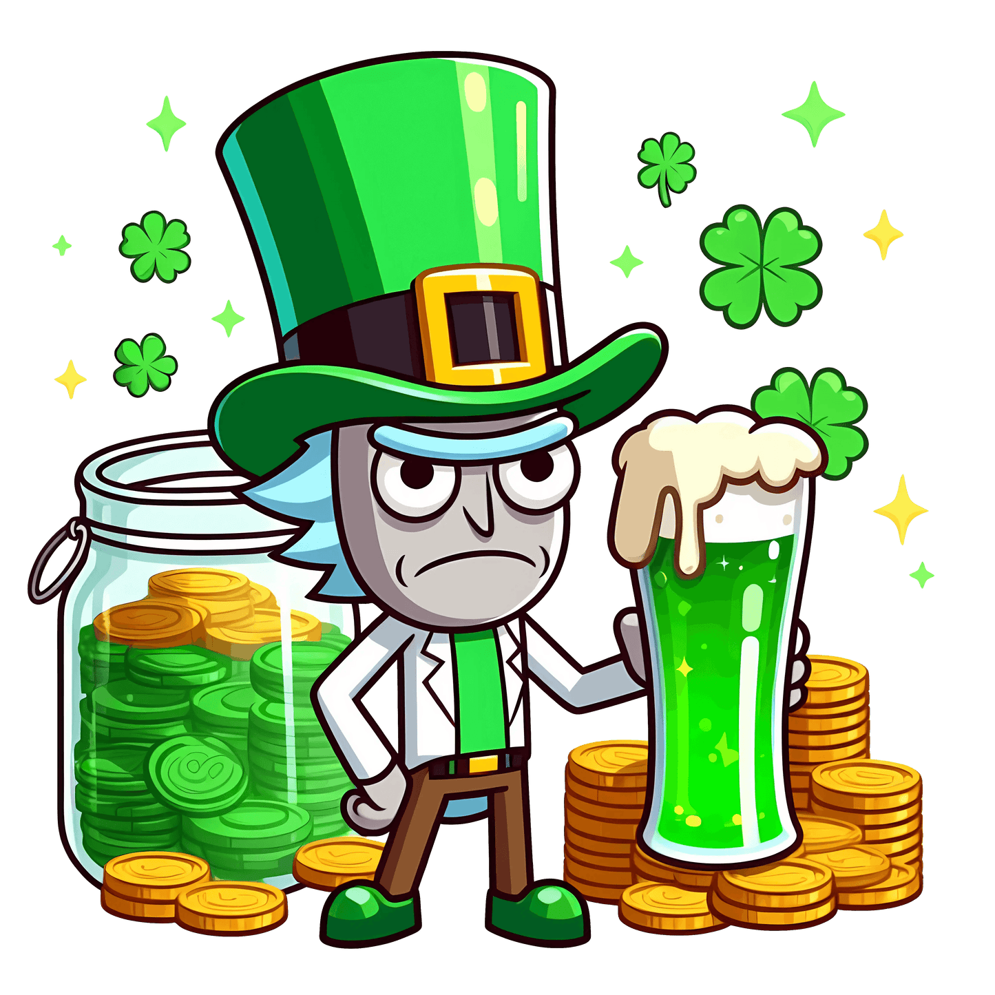 Rick And Beer Saint Patrick Day Design - DTF Ready To Press - Heat Press Transfer