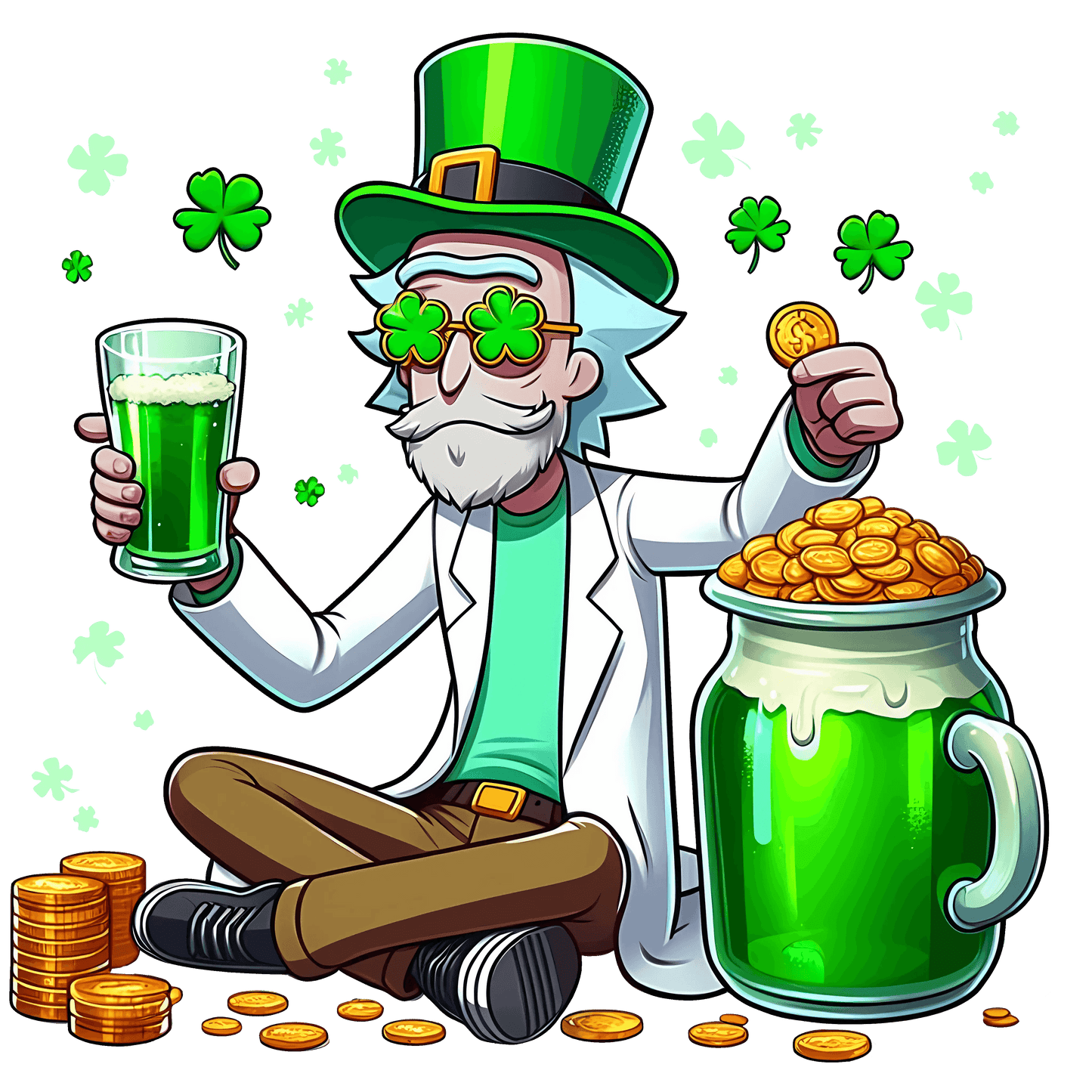 Rick Sanchez Beer St Patrick's Day Design - DTF Ready To Press - Heat Press Transfer