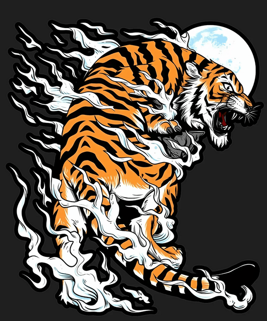 Roaring Tiger Moon - DTF Ready to Press - Heat Press Transfer