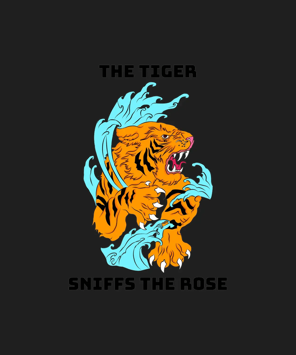 Roaring Tiger Wave - DTF Ready to Press (black_bg)