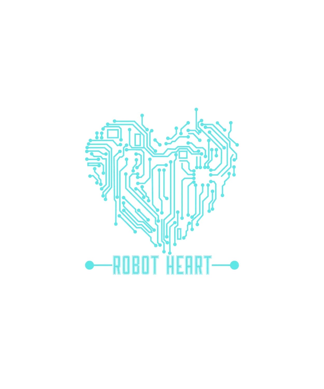 Robot Heart Design - DTF Ready to Press - Heat Press Transfer