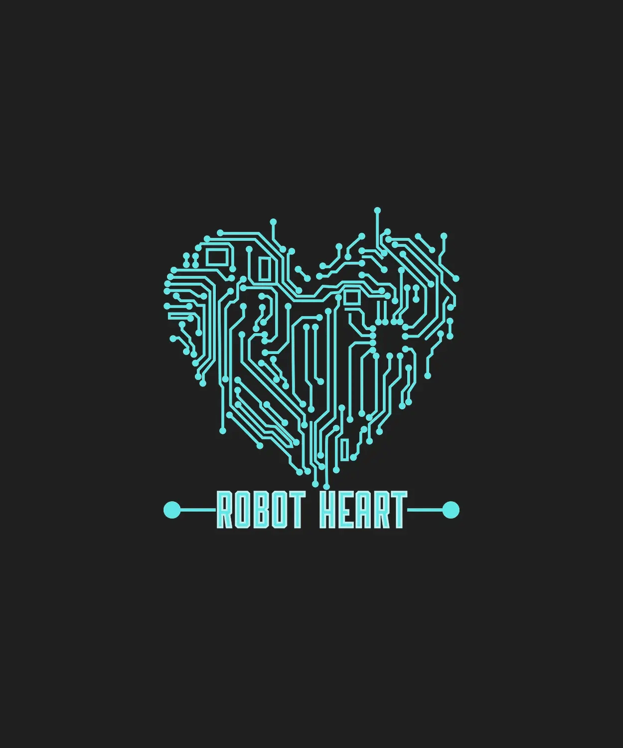 Robot Heart Design - DTF Ready to Press - Heat Press Transfer