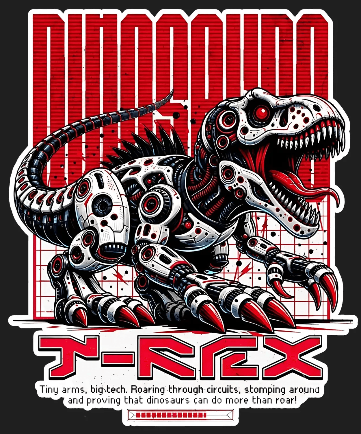 Robotic T-Rex - DTF Ready to Press (black_bg)