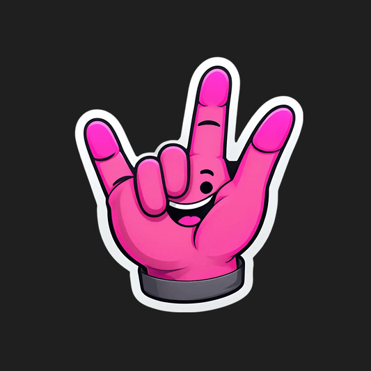 Rock Hand Gesture Sticker - Durable UV Print - Heat Press Transfer