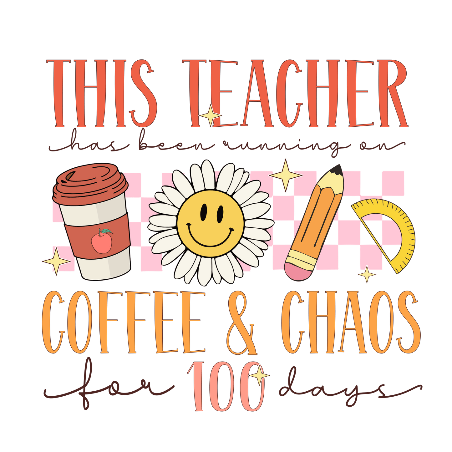 Retro 100 Days Of School Design - DTF Ready To Press - Heat Press Transfer