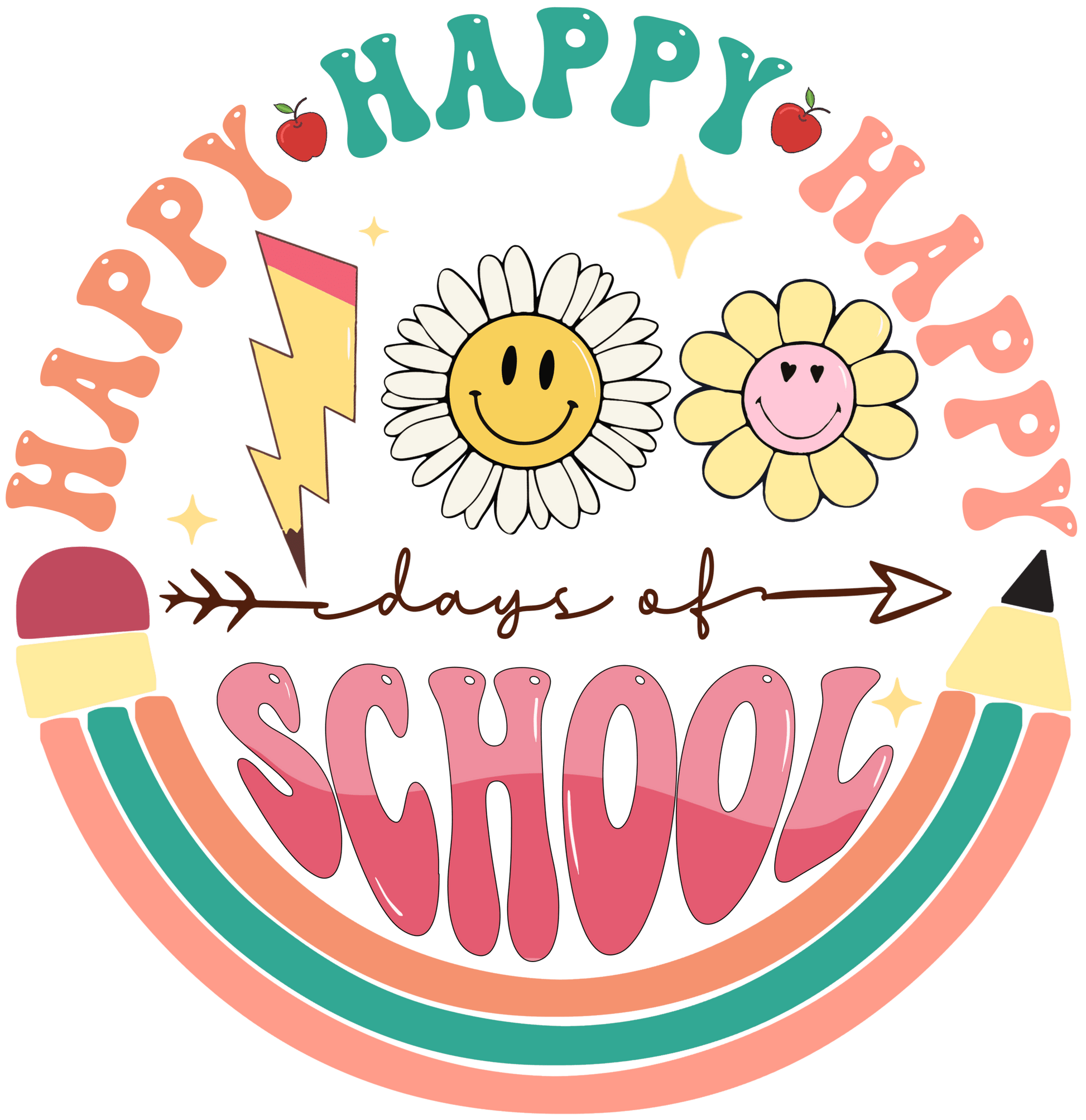 Happy 100 Days of School DTF-Ready Press (V3) | Heat Press Transfer - Heat Press Transfer