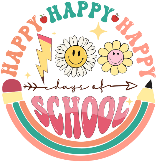 Happy 100 Days of School DTF-Ready Press (V3) | Heat Press Transfer - Heat Press Transfer