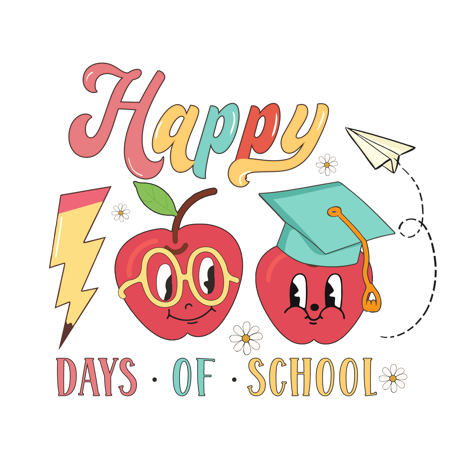 Happy 100 Days of School DTF-Ready Press (V1) | Heat Press Transfer - Heat Press Transfer