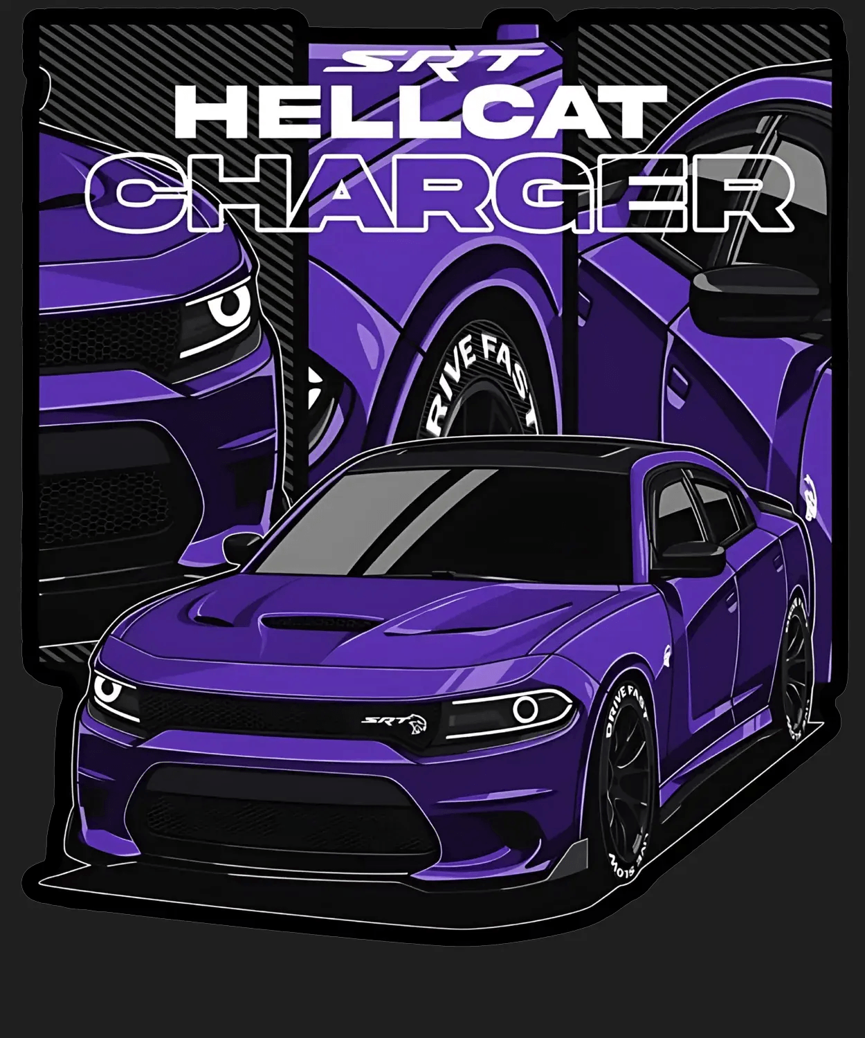 SRT Hellcat Charger - DTF Ready to Press (black_bg)