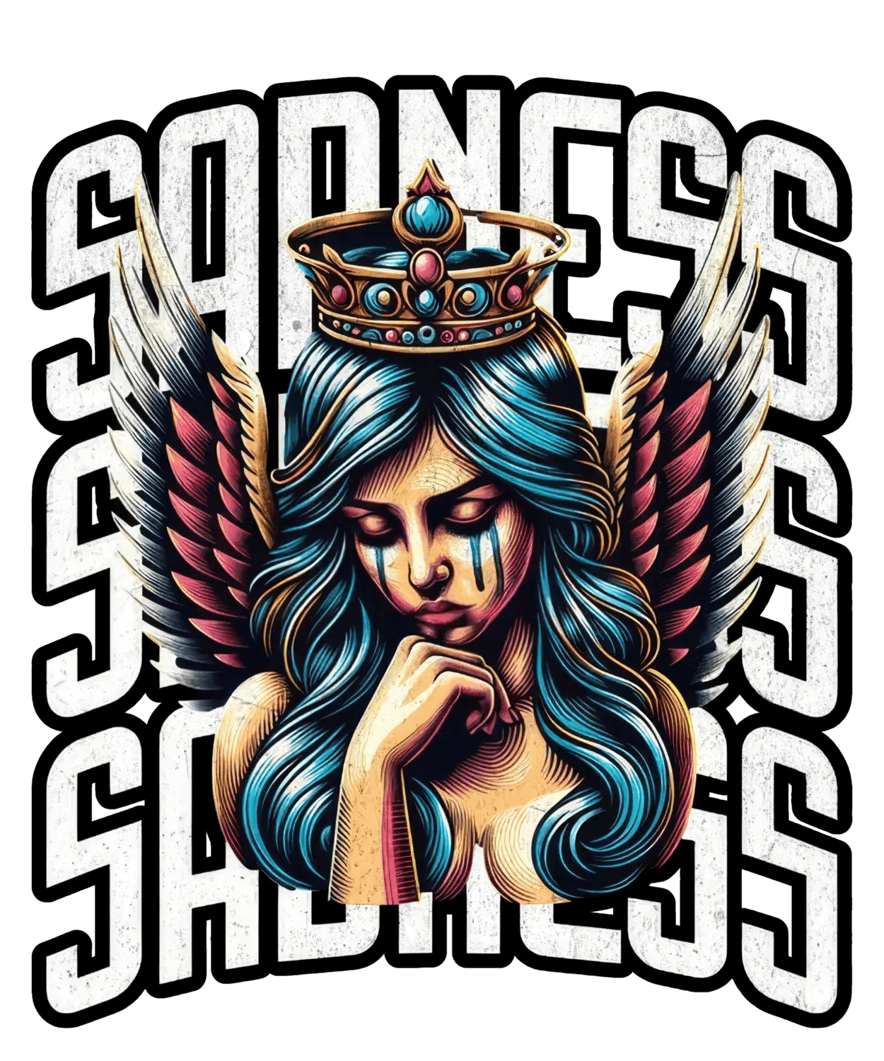 Sadness Crown Angel - DTF Ready to Press - Heat Press Transfer