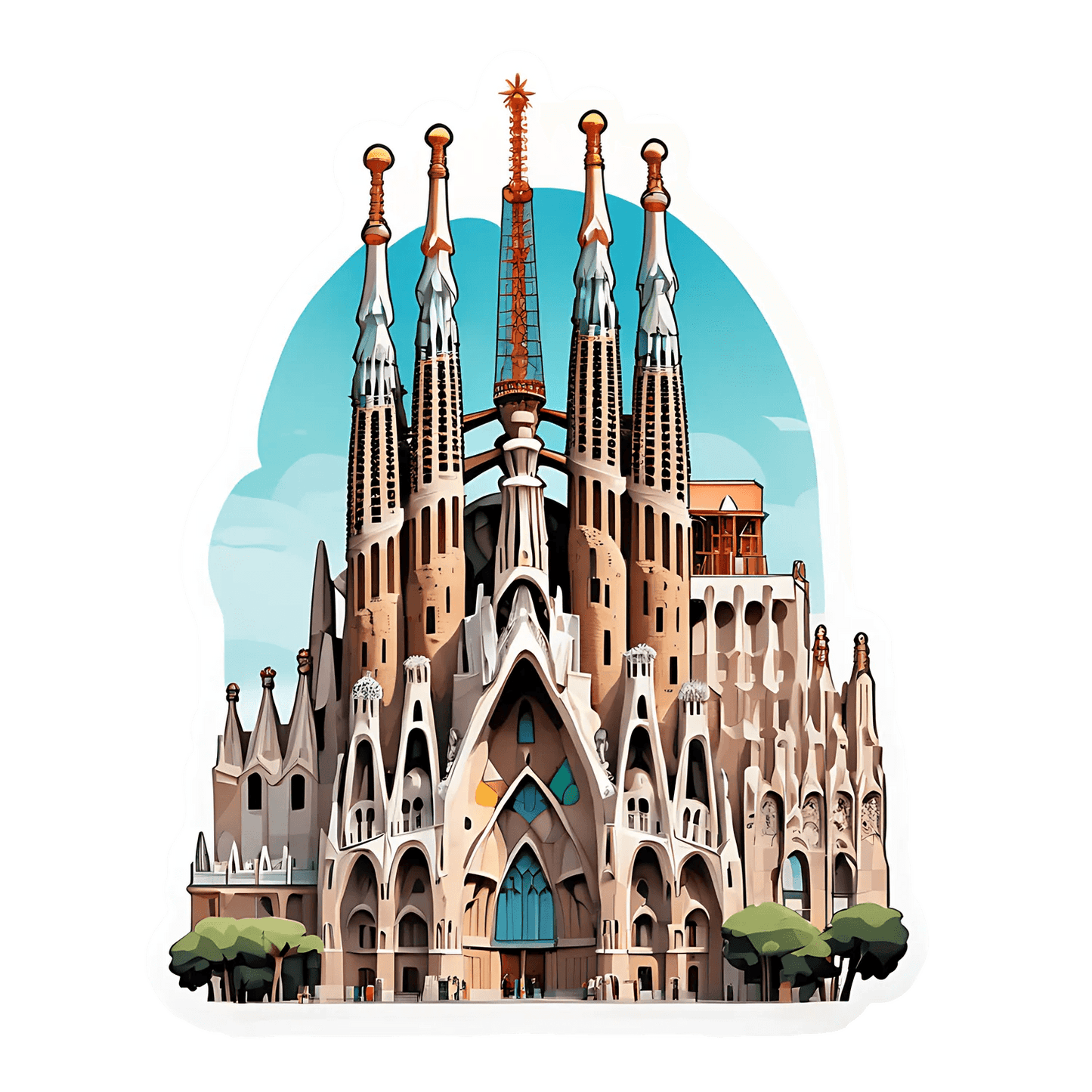 Sagrada Familia Sticker - Colorful UV DTF - Heat Press Transfer