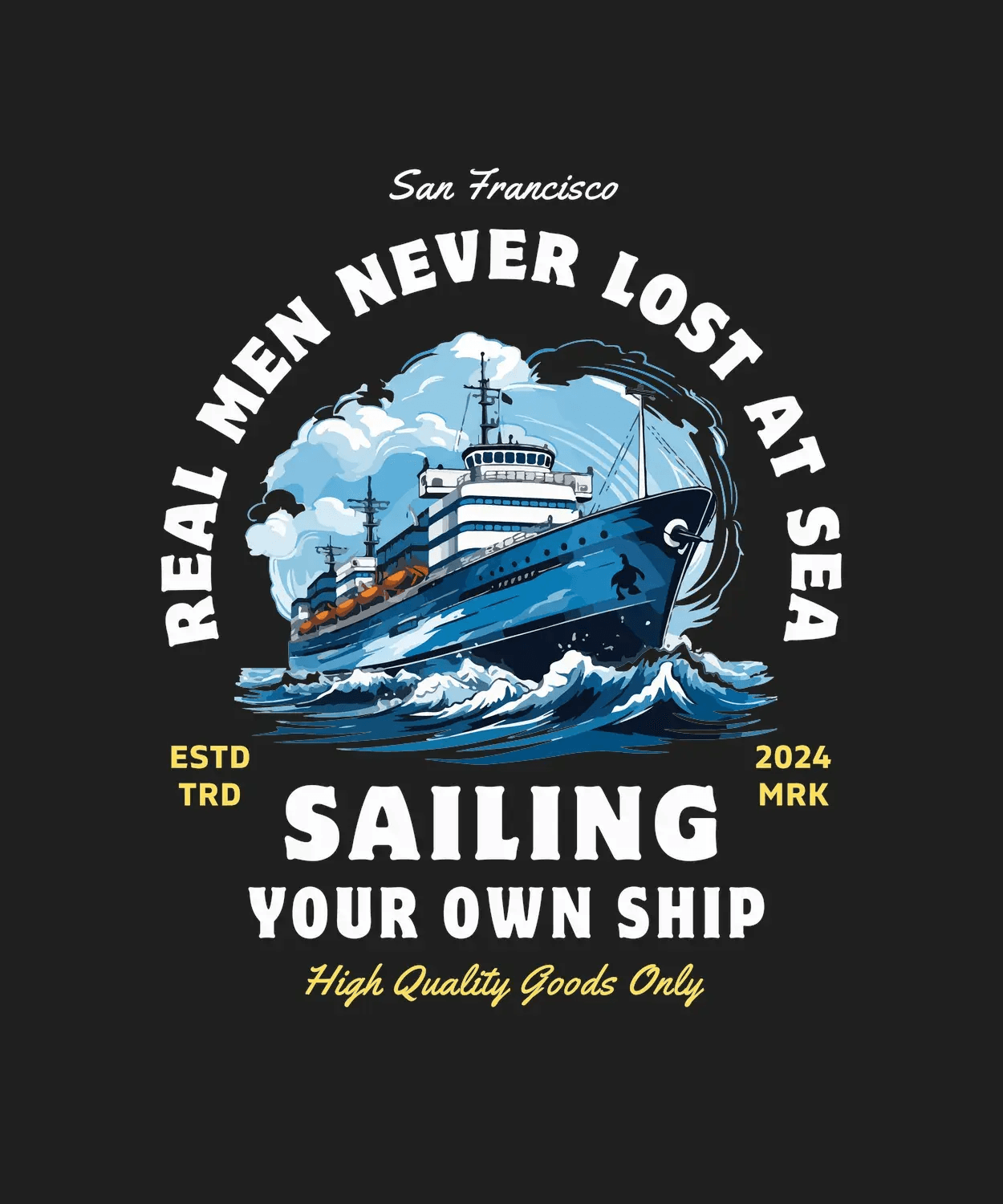 Sailing Adventure - DTF Ready to Press (black_bg)