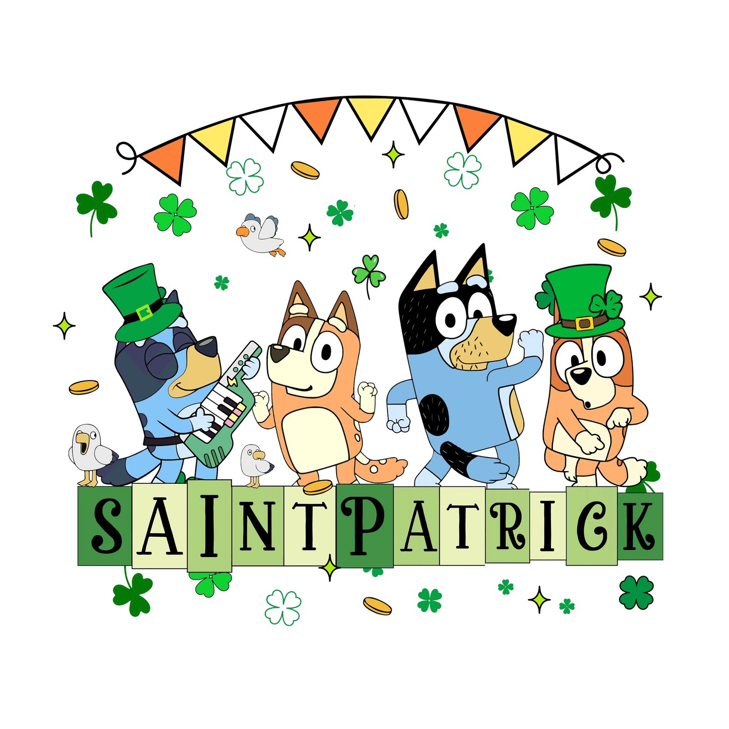 Saint Patrick's Day Bluey Friend - DTF Ready To Press - Heat Press Transfer
