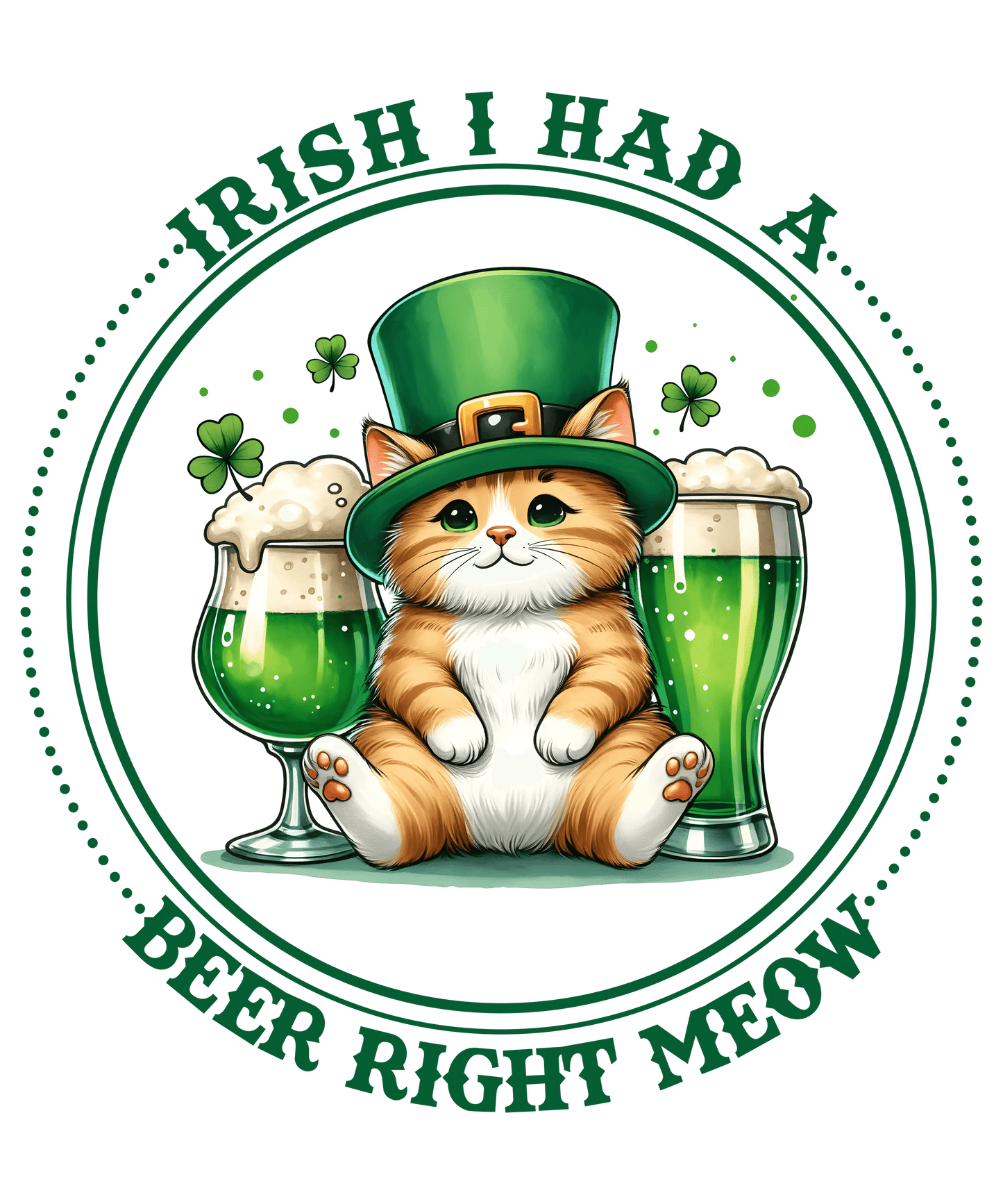 Saint Patrick's Day Cute Kitten Design - DTF Ready To Press - Heat Press Transfer