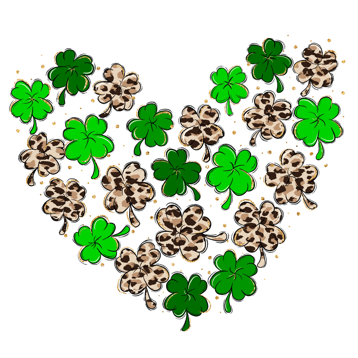 Saint Patricks Day Love Clover Design - DTF Ready To Press - Heat Press Transfer