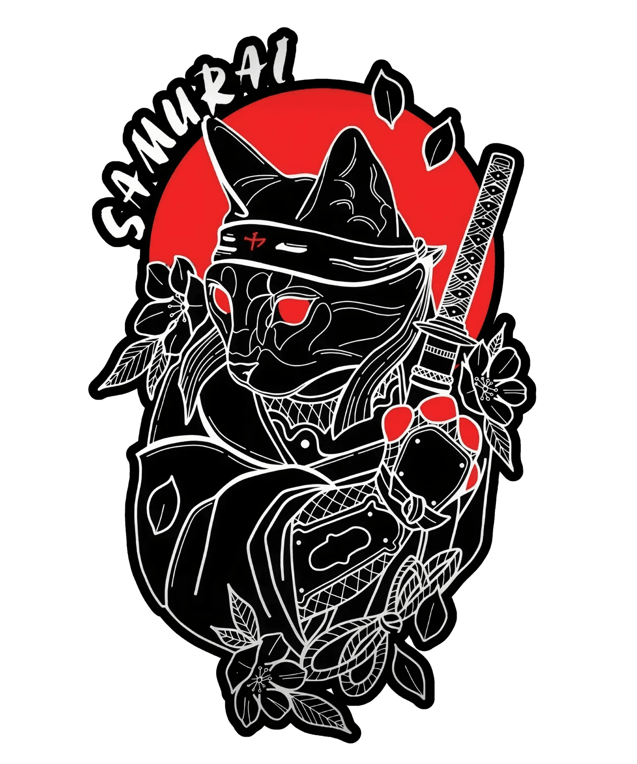 Samurai Cat - DTF Ready to Press - Heat Press Transfer