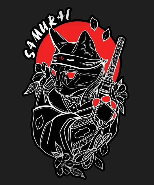 Samurai Cat - DTF Ready to Press - Heat Press Transfer
