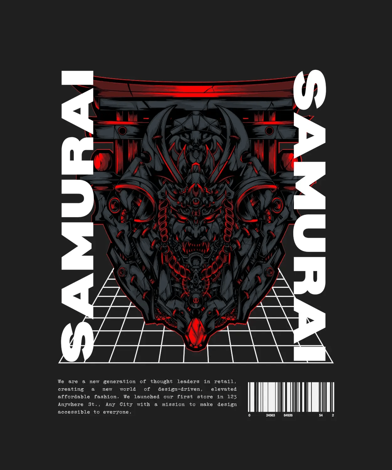 Samurai Warrior - DTF Ready to Press (black_bg)