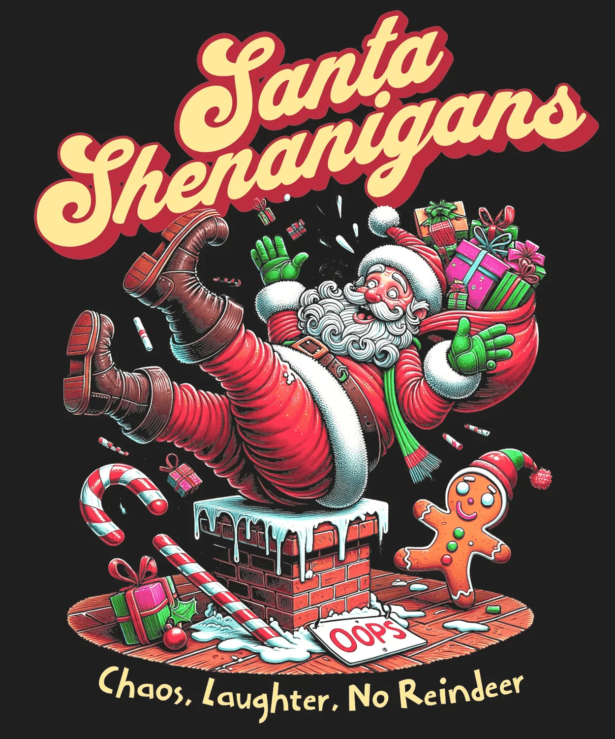 Santa Shenanigans - DTF Ready to Press (black_bg)