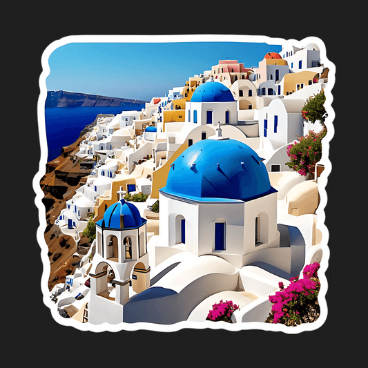Santorini Blue Domes - UV DTF Sticker - Heat Press Transfer