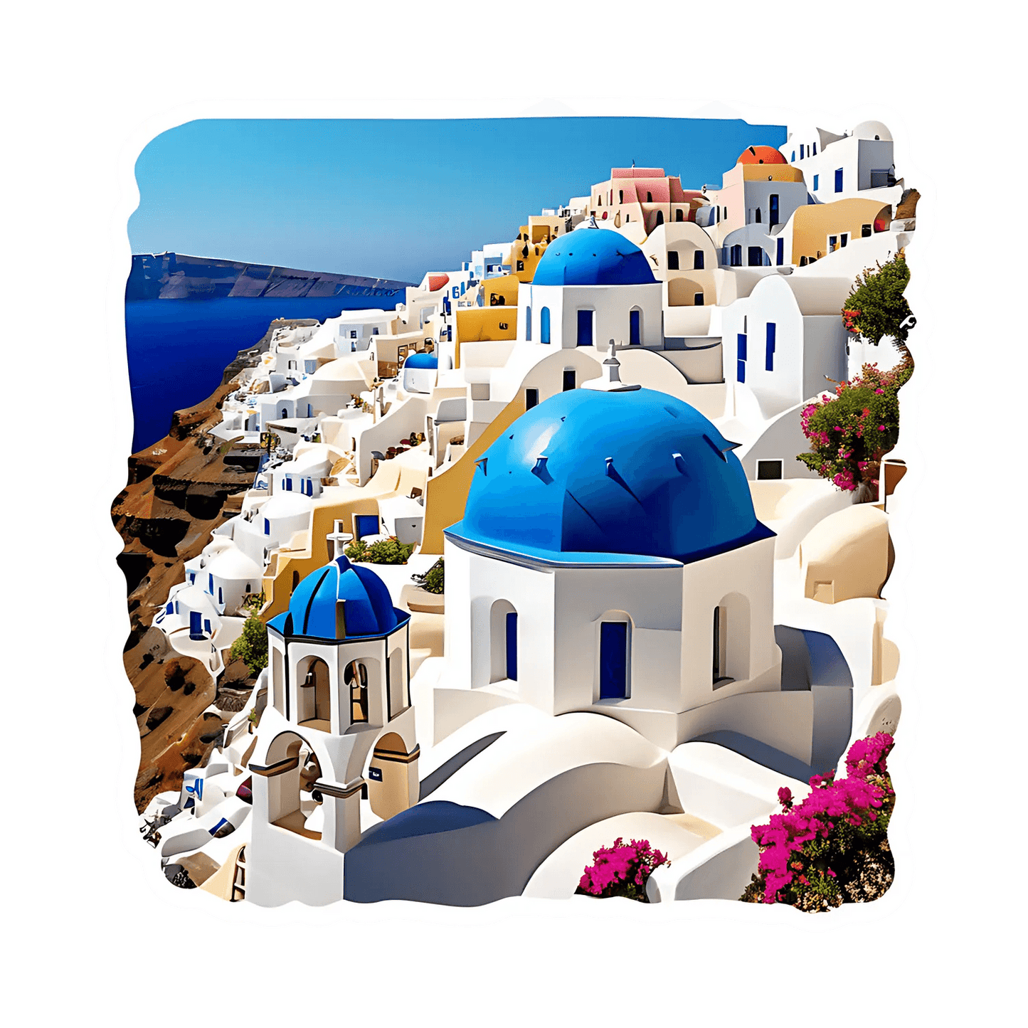 Santorini Blue Domes - UV DTF Sticker - Heat Press Transfer