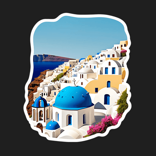 Santorini View - Greek Island Sticker - Heat Press Transfer