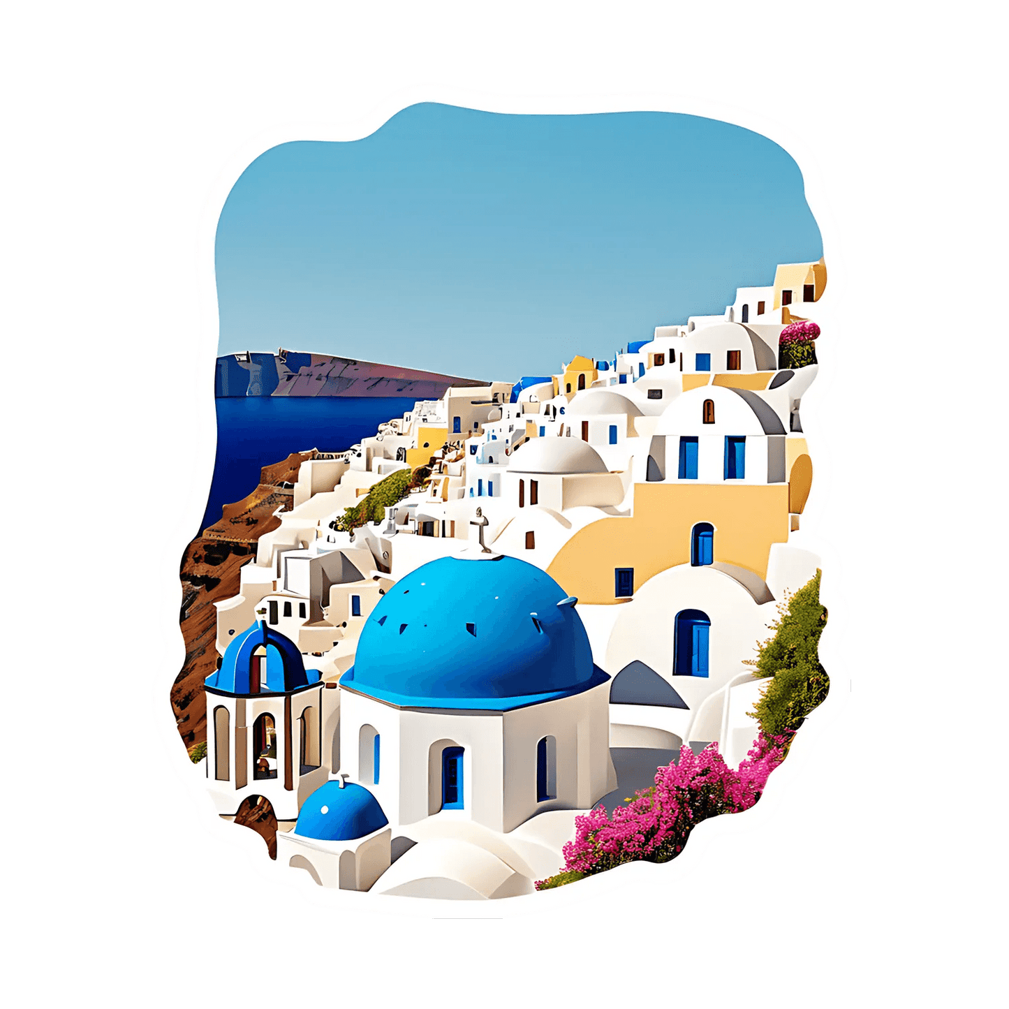 Santorini View - Greek Island Sticker - Heat Press Transfer
