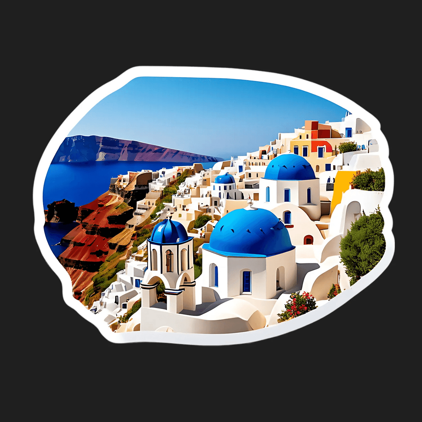 Santorini View - UV Sticker - Heat Press Transfer