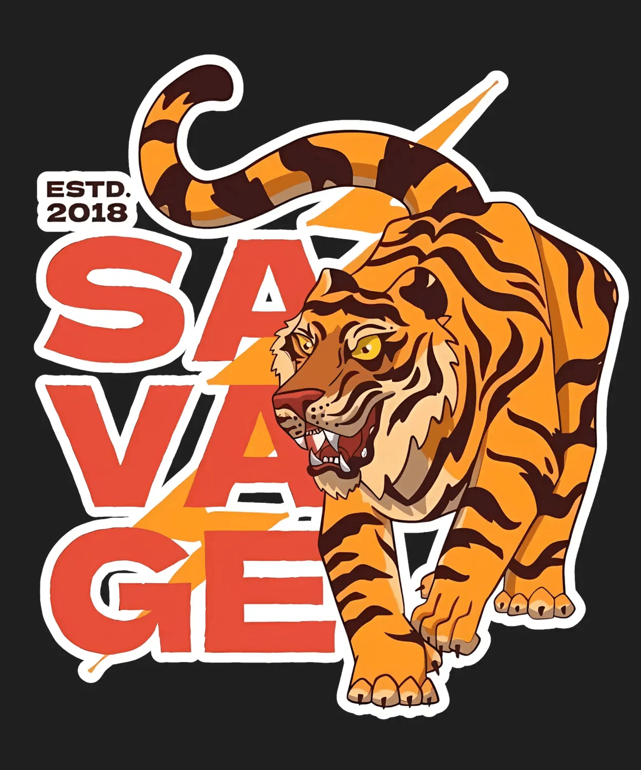 Savage Tiger - DTF Ready to Press (black_bg)