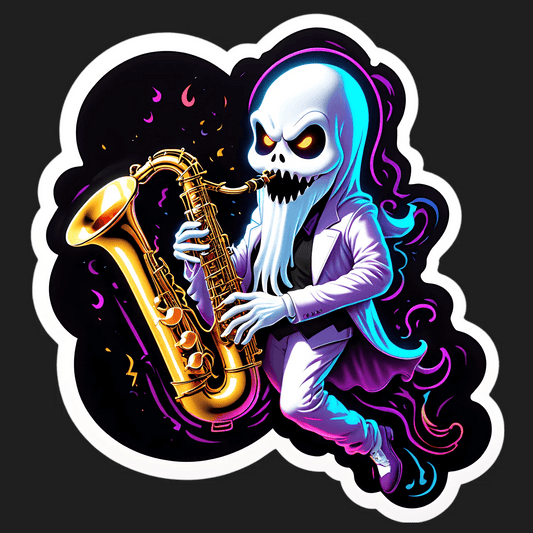 Saxophone Skeleton - Cool Sticker - Heat Press Transfer