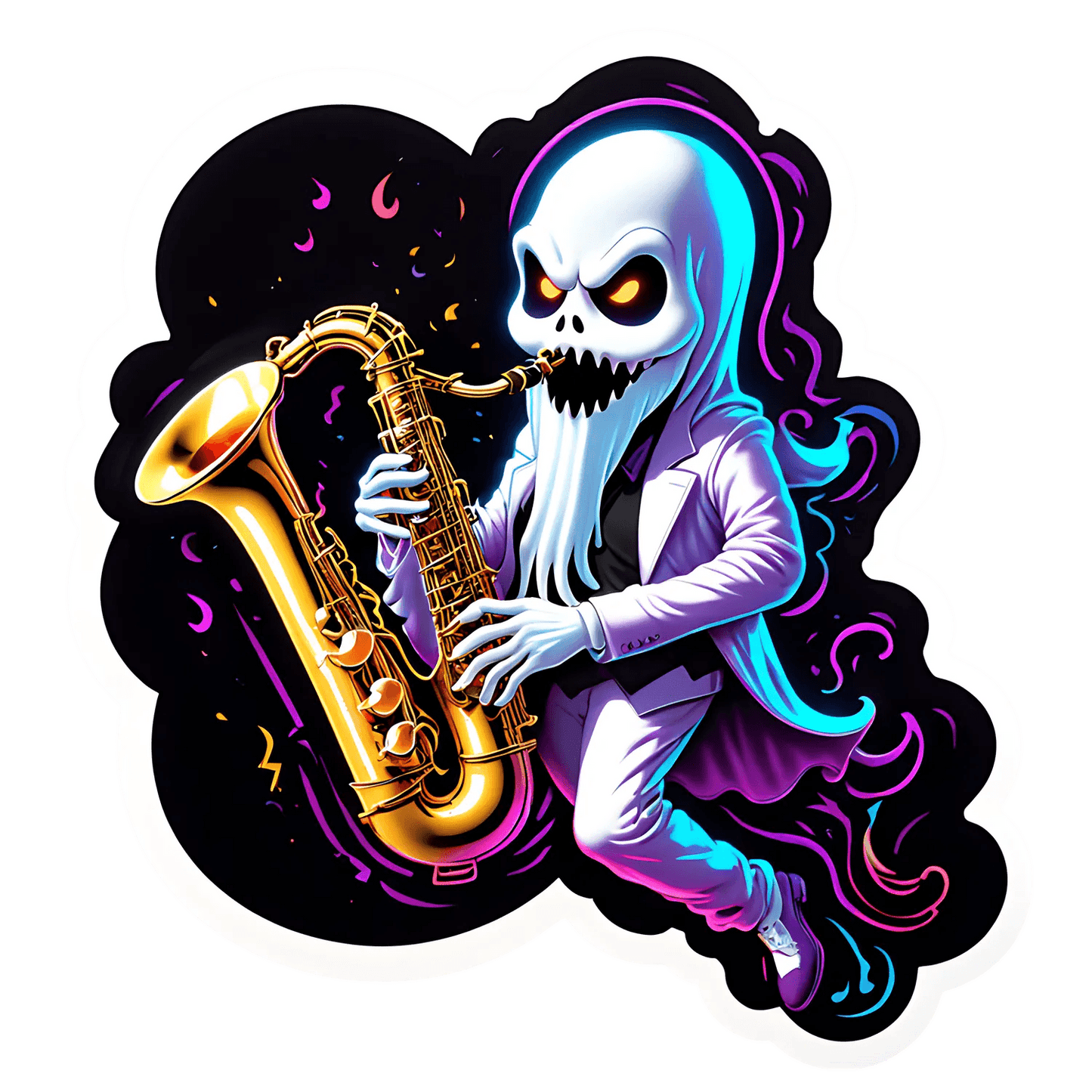 Saxophone Skeleton - Cool Sticker - Heat Press Transfer
