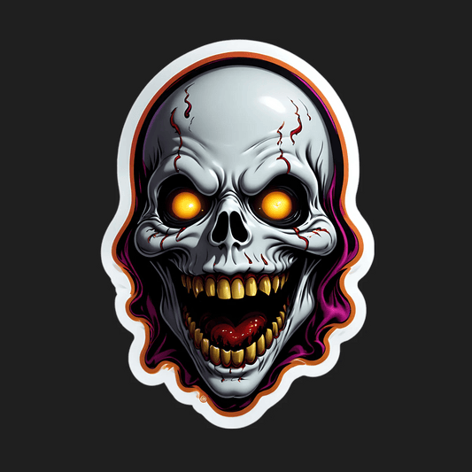 Scary Skull Sticker - Eye-Catching UV DTF - Heat Press Transfer