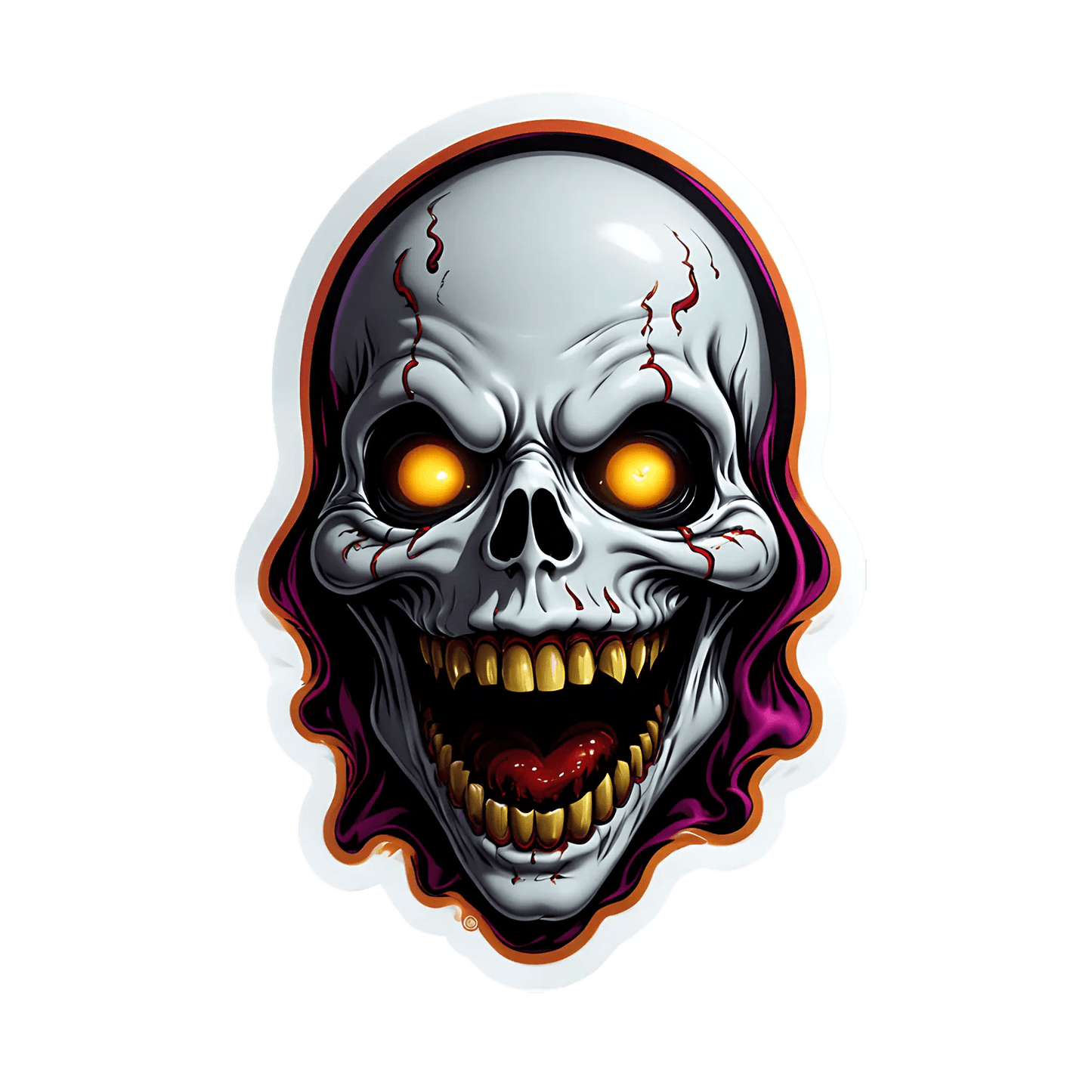 Scary Skull Sticker - Eye-Catching UV DTF - Heat Press Transfer